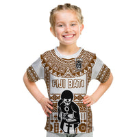 Custom Text And Number Fiji Rugby T Shirt Pacific The Bati Brown Fijian Tapa - Wonder Print Shop