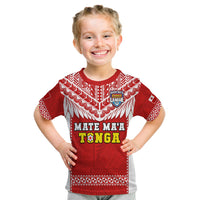 Tonga Rugby T Shirt KID Mate Maa Tonga Pacific Ngatu White - Wonder Print Shop