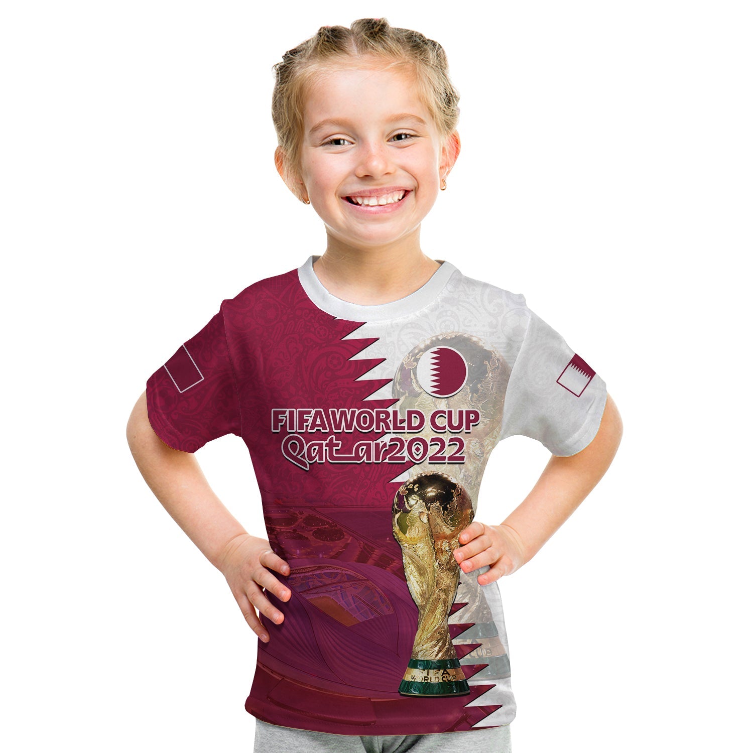 custom-text-and-number-qatar-football-t-shirt-kid-champions-qatari-al-janoub-stadium-wc-2022