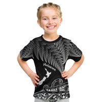 Custom New Zealand Silver Fern T Shirt Aotearoa Map Maori - Wonder Print Shop
