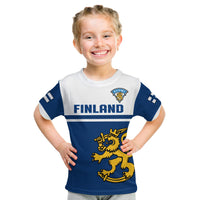 (Custom Text And Number) Finland Hockey 2023 T Shirt KID Come On Suomi - Wonder Print Shop