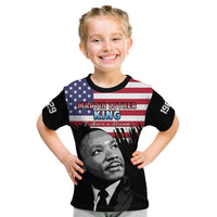Custom United States T Shirt United States Happy MLK Day Flag Grunge Style - Wonder Print Shop