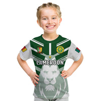 (Custom Text And Number) Cameroon Football T Shirt KID Les Lions Indomptables White World Cup 2022 - Wonder Print Shop