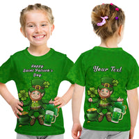 Custom Ireland T Shirt Saint Patricks Day Happy Leprechaun And Shamrock - Wonder Print Shop
