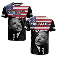 Custom United States T Shirt United States Happy MLK Day Flag Grunge Style - Wonder Print Shop