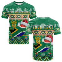 Custom South Africa Christmas T Shirt King Protea Geseende Kersfees - Wonder Print Shop