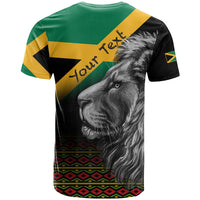 Custom Jamaica Lion T Shirt Jamaican Pattern Version Black LT13 - Wonder Print Shop