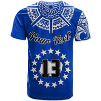 Custom Rarotonga Cook Islands T Shirt Turtle and Map Style Blue LT13 - Wonder Print Shop