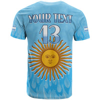 Custom Argentina Football T Shirt Vamos Sky Champions World Cup Fire LT13 - Wonder Print Shop