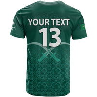 Custom Saudi Arabia Football T Shirt KSA Swords Pattern Saudi Green Champions LT13 - Wonder Print Shop