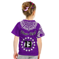 (Custom Text and Number) Rarotonga Cook Islands T Shirt KID Turtle and Map Style Purple LT13 - Wonder Print Shop