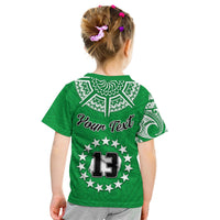(Custom Text and Number) Rarotonga Cook Islands T Shirt KID Turtle and Map Style Green LT13 - Wonder Print Shop
