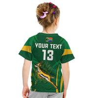 (Custom Text and Number) South Africa Rugby T Shirt KID Springboks Champion LT13 - Wonder Print Shop