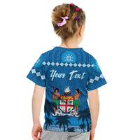 Custom Personalised Bula Fiji Day T Shirt KID Fijian Tapa with Palm Tree 52nd Anniversary LT13 - Wonder Print Shop