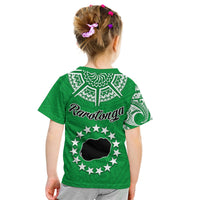 Rarotonga Cook Islands T Shirt KID Turtle and Map Style Green LT13 - Wonder Print Shop