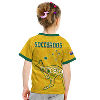 Australia Soccer T Shirt KID World Cup Football 2022 Socceroos with Kangaroos LT13 - Wonder Print Shop