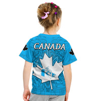 Canada Maple Leaf T Shirt Blue Haida Wolf LT13 - Wonder Print Shop