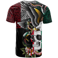 Custom Mexico T Shirt Mexican Skull Eagle With Angry Snake - Wonder Print Shop