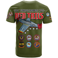 Custom Tuskegee Airmen T Shirt US Military Army Green Red Tails LT13 - Wonder Print Shop