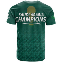Saudi Arabia FootbT Shirt KSA Swords Pattern Saudi Green Champions LT13 - Wonder Print Shop