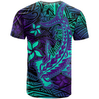 Custom Polynesian T Shirt Purple Paradise Hawaiian Tribal Hammerhead Shark - Wonder Print Shop