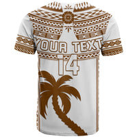 Custom Text And Number Fiji Rugby T Shirt Pacific The Bati Brown Fijian Tapa - Wonder Print Shop