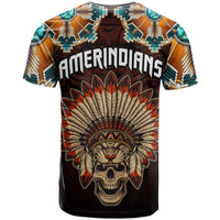 The First Americans T Shirt Indian Headdress With Skull LT13 - Wonder Print Shop