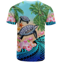 Polynesian Turtle Coconut Tree And Orchids T Shirt - Wonder Print Shop