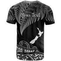 Custom New Zealand Silver Fern T Shirt Aotearoa Map Maori - Wonder Print Shop