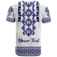 Custom Ukraine T Shirt Navy Ukrainian Folk - Wonder Print Shop