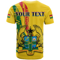 Custom Ghana T Shirt Ghanan Coat Of Arms Mix Kente Pattern - Wonder Print Shop