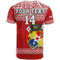 Custom Text And Number Tonga Rugby T Shirt Mate MaA Tonga Pacific Ngatu White - Wonder Print Shop