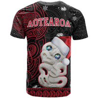 Custom New Zealand Christmas T Shirt Hei Tiki Red Pohutukawa Meri Kirihimete - Wonder Print Shop