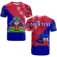 Custom Haiti T Shirt Haiti Flag Dashiki Simple Style - Wonder Print Shop