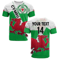 Custom Wales Football T Shirt Come On Welsh Dragons With Celtic Knot Pattern - Wonder Print Shop