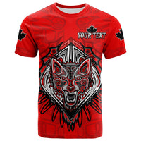 Custom Canada Maple Leaf T Shirt Red Haida Wolf LT13 - Wonder Print Shop