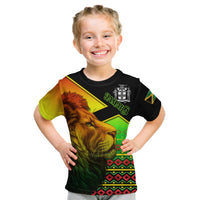 Jamaica Lion T Shirt KID Jamaican Pattern Version Reggae Colors LT13 - Wonder Print Shop