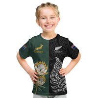 South Africa Protea and New Zealand Fern T Shirt Rugby Go Springboks vs All Black LT13 - Wonder Print Shop
