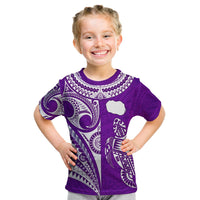 (Custom Text and Number) Rarotonga Cook Islands T Shirt KID Turtle and Map Style Purple LT13 - Wonder Print Shop