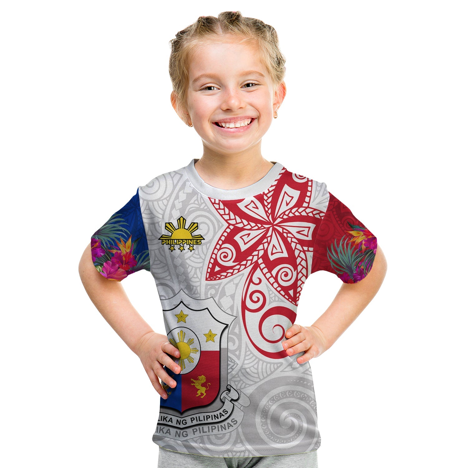custom-personalised-philippines-t-shirt-kid-sun-filipino-polynesian-mix-flowers-special-vibe