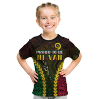 Kid black T-shirt with 'Proud To Be Ni-Van' graphic and Polynesian pattern front