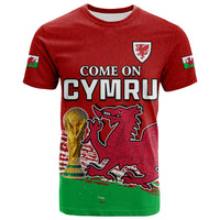 Custom Wales Football T Shirt Come On CYMRU The Red Wall Champions World Cup LT13 - Wonder Print Shop