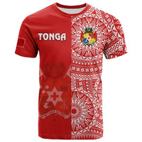 Custom Text And Number Tonga T Shirt Tongan Coat Of Arms Ngatu Pattern - Wonder Print Shop