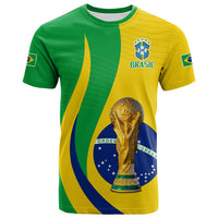 Brazil football T-shirt in green/yellow with CBF Brasil crest and gold trophy graphic
