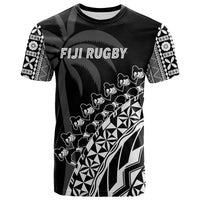 Custom Text And Number Fiji Rugby T Shirt Fijian Cibi Dance Tapa Pattern Black - Wonder Print Shop