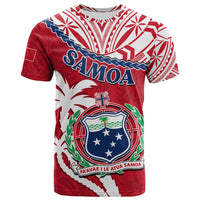 Custom Samoa T Shirt Samoan Coat Of Arms With Coconut Red Style - Wonder Print Shop