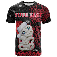 Custom New Zealand Christmas T Shirt Hei Tiki Red Pohutukawa Meri Kirihimete - Wonder Print Shop
