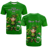 Custom Ireland T Shirt Saint Patricks Day Happy Leprechaun And Shamrock - Wonder Print Shop