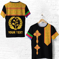 Custom Eritrea Tibeb T Shirt Eritrean Cross Mix Flag Version Black LT13 - Wonder Print Shop