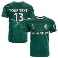 Custom Saudi Arabia Football T Shirt KSA Swords Pattern Saudi Green Champions LT13 - Wonder Print Shop
